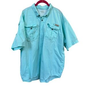Columbia Mens‎ PFG Tamiami Short Sleeve Shirt Blue Sz XXL Fishing Utility Preppy